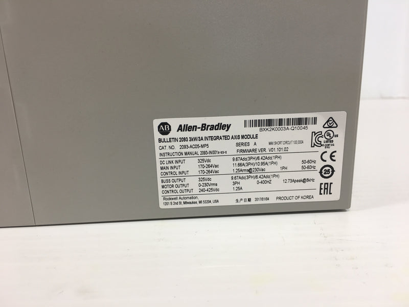 Allen Bradley Kinetix 2000 2093-AC05-MP5 Integrated Axis Module