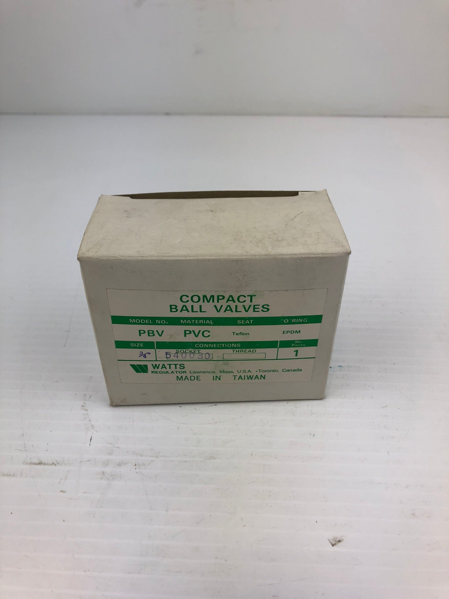 Watts Regulator 540030 PBV PVC 3/4" Compact Ball Valve Teflon EPDM