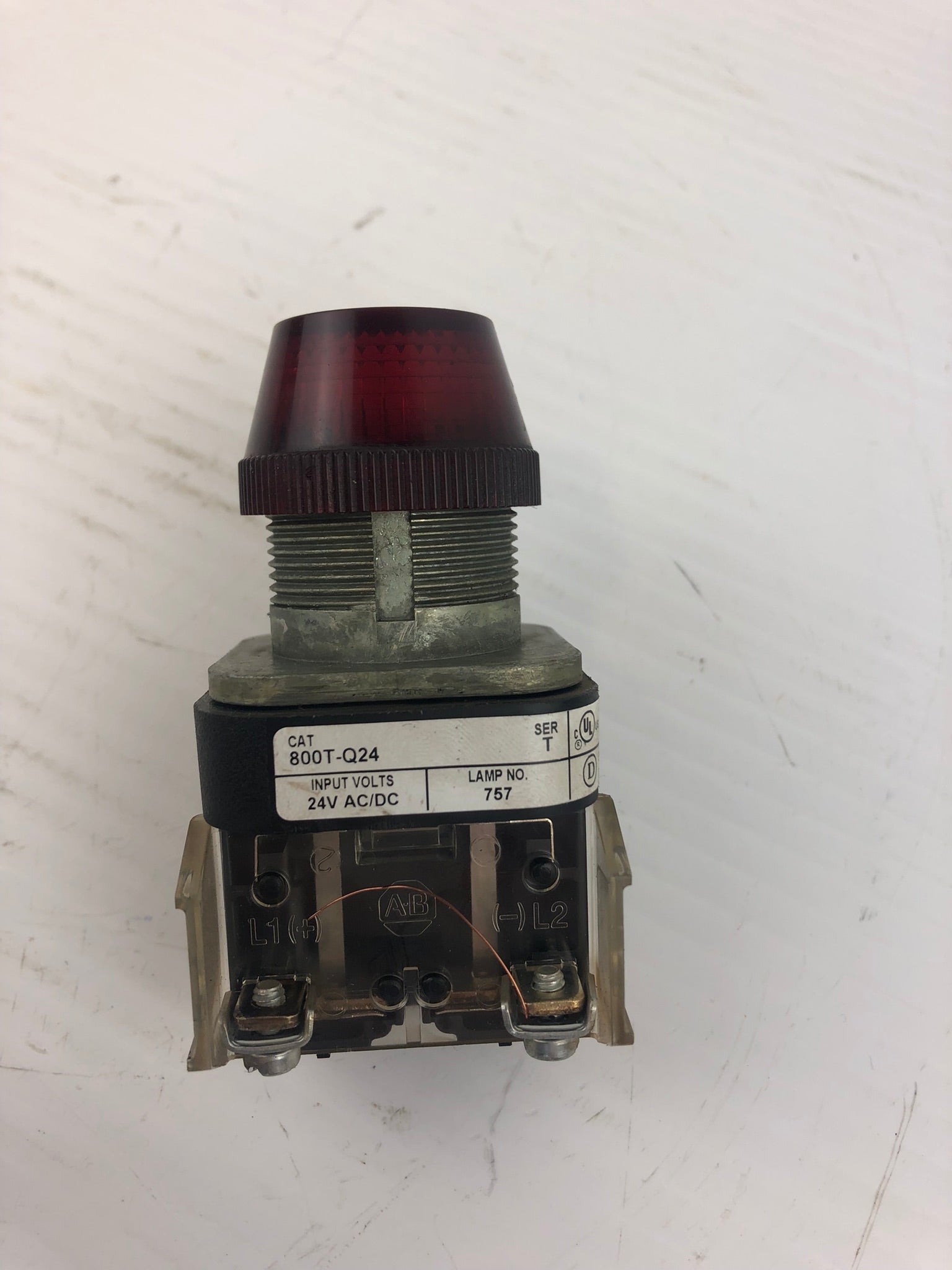 Allen-Bradley 800T-Q24R Ser T Red Pilot Light/ Indicator Light 24VAC/DC