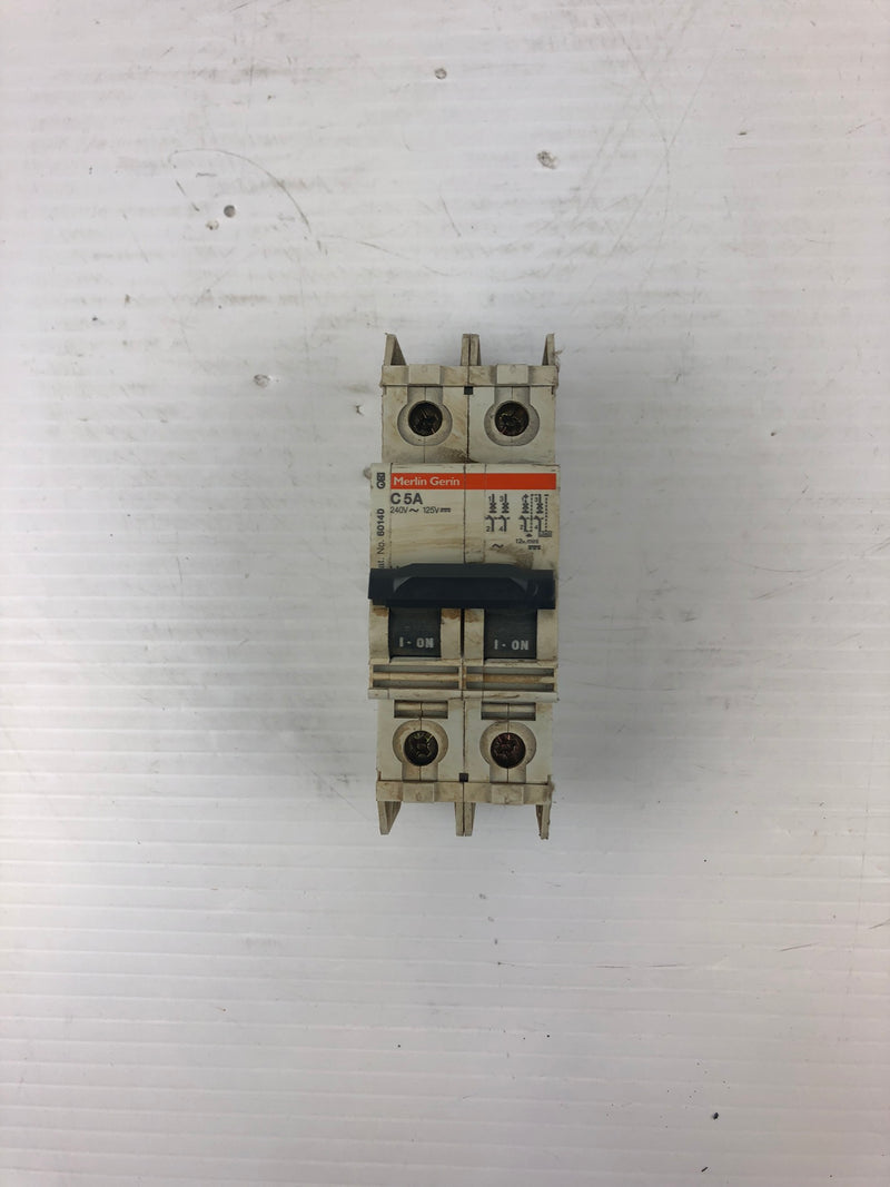 Merlin Gerin C5A Circuit Breaker 2-Pole 240V~125V Multi 9 C60