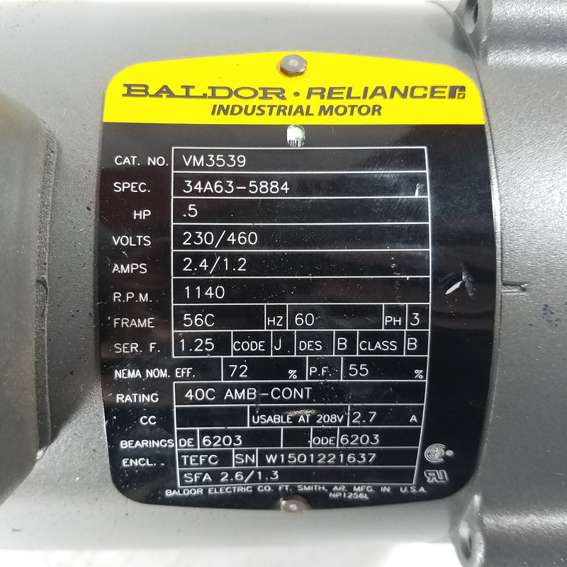 Baldor VM3539 1/2HP Electric Motor