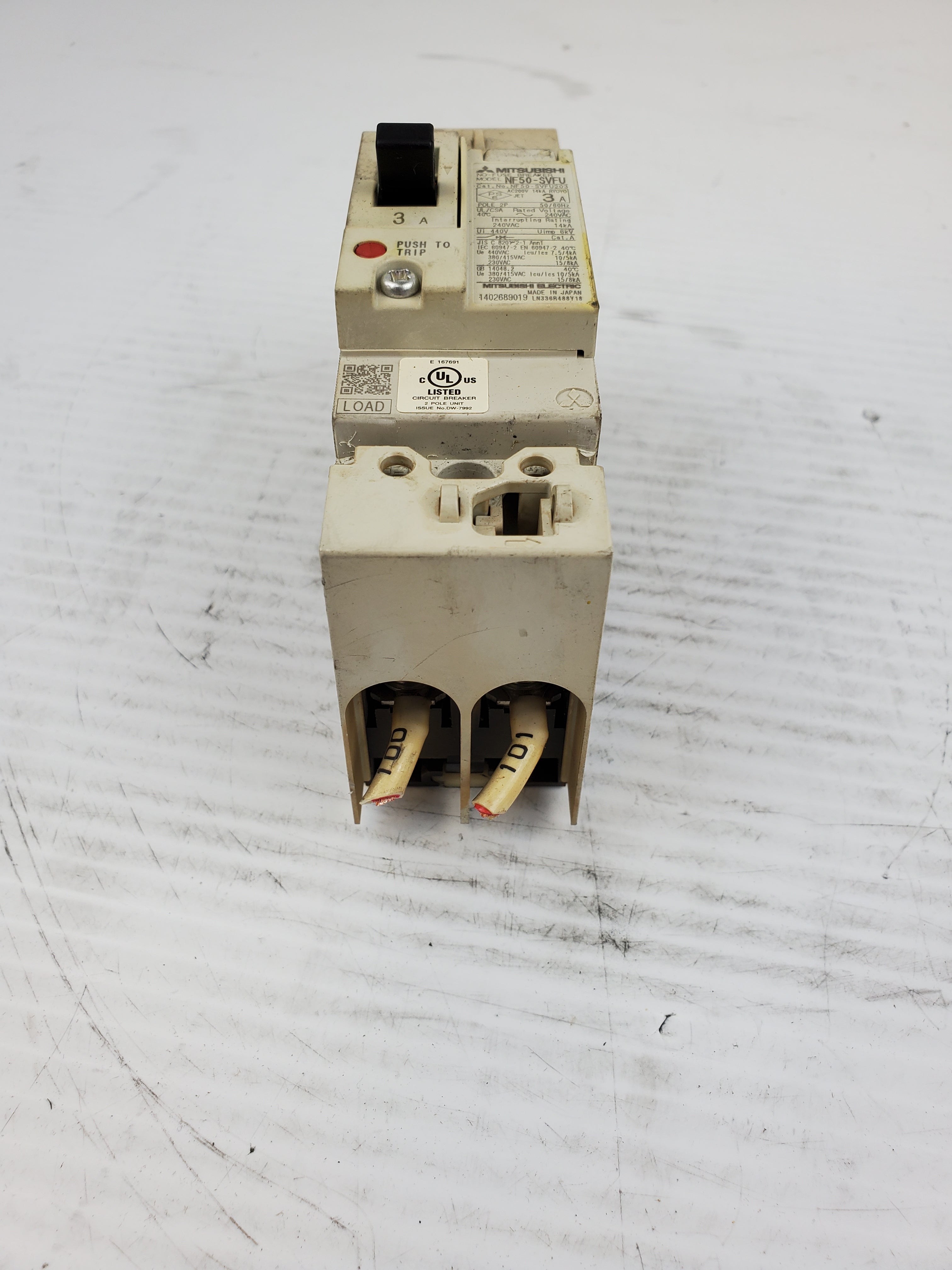 Mitsubishi NF50-SVFU 2 Pole No-Fuse Circuit Breaker NF50-SVFU203 3A
