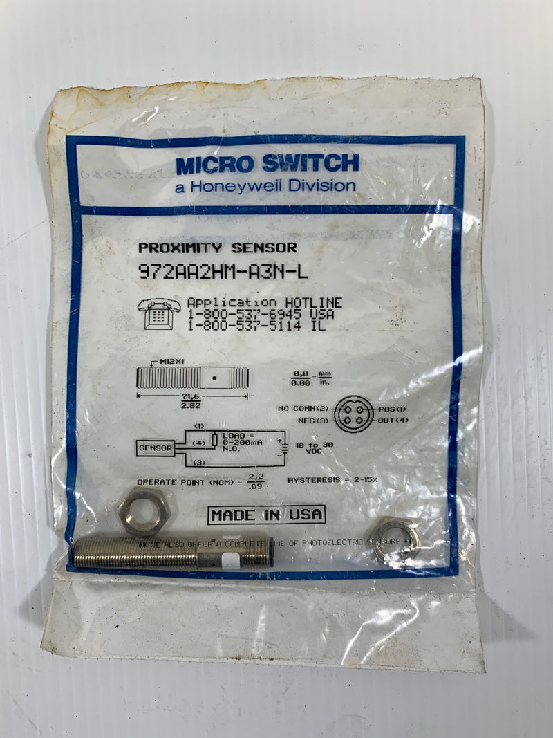 Honeywell Microswitch Proximity Sensor 972AA2HM-A3N-L