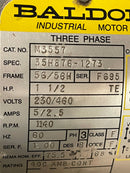 Baldor M3557 1-1/2 HP Motor 1140 RPM 60HZ Frame 56/56H 3 Phase