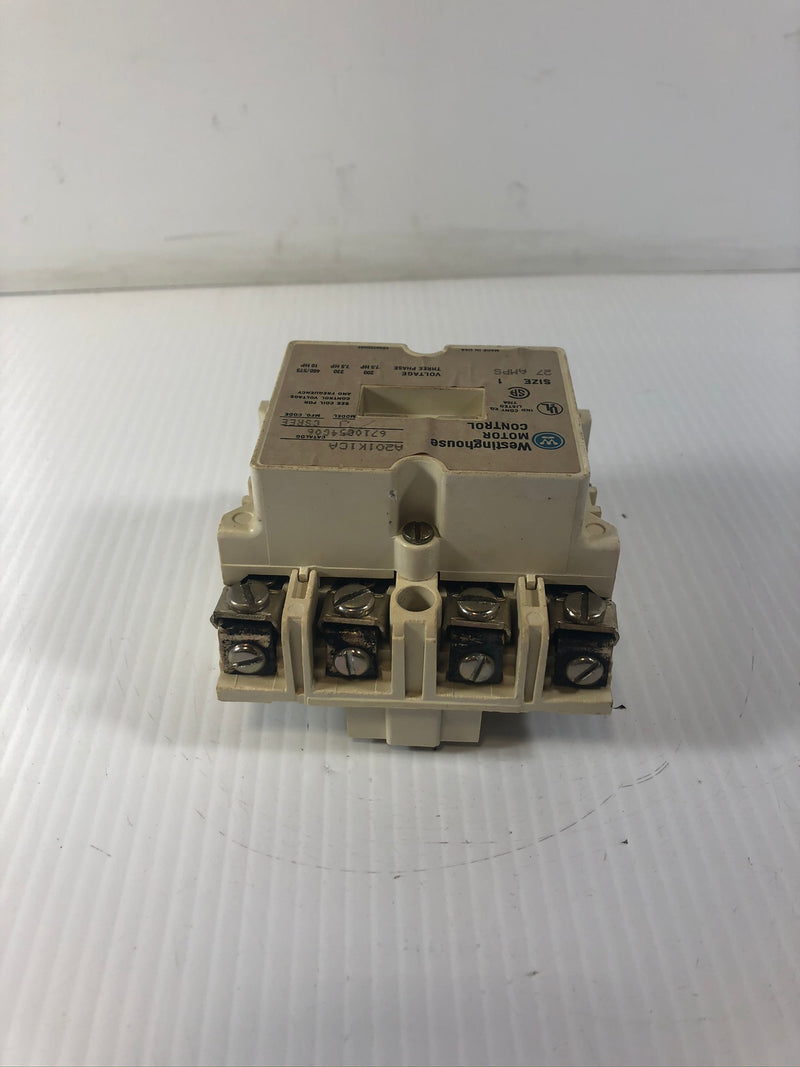 Westinghouse A201K1CA Motor Starter Contactor 6710C54G06 J 27 Amps Size 1 Coil