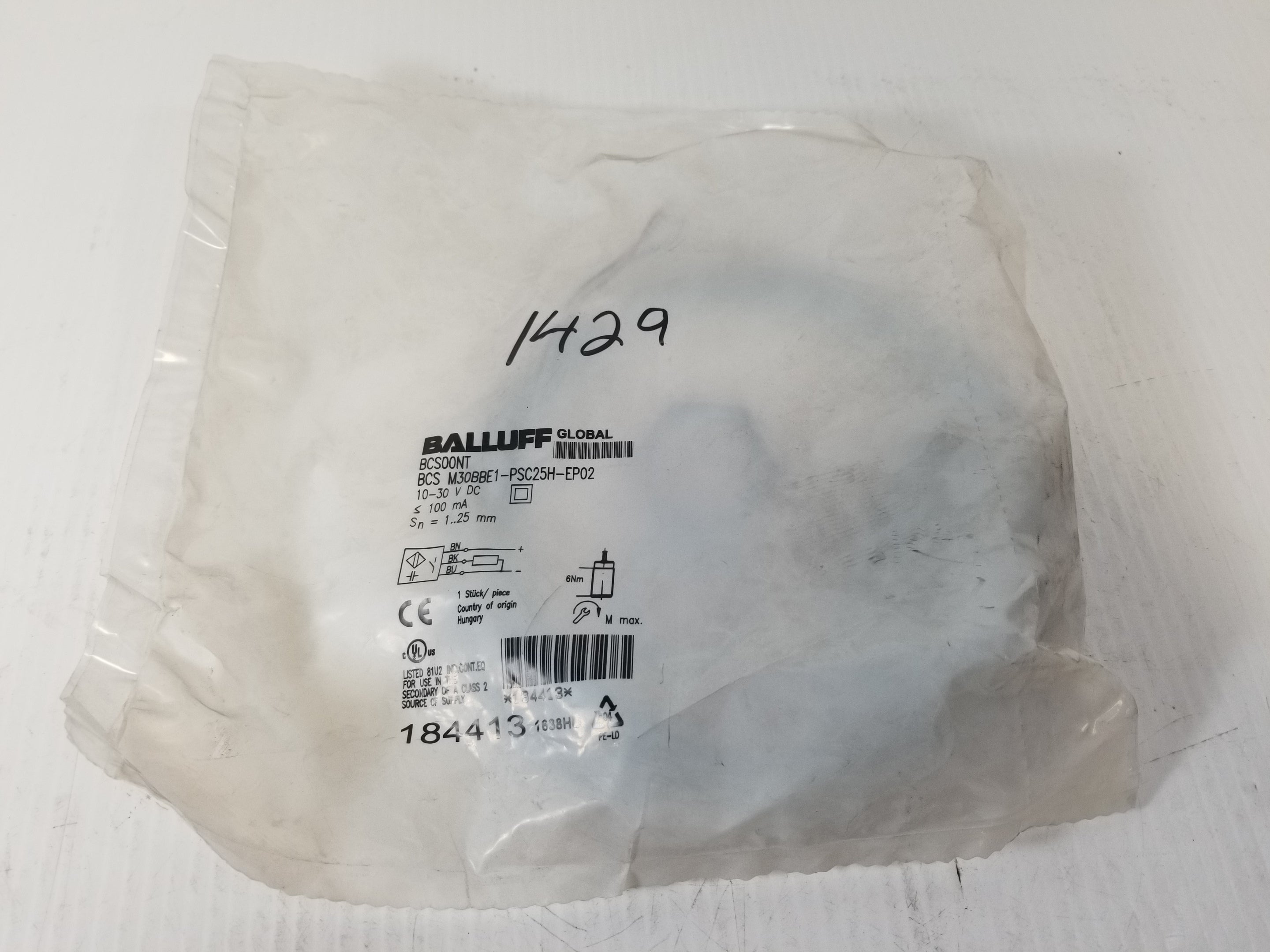 Balluff BCS M30BBE1-PSC25H-EP02 Capacitive Proximity Sensor