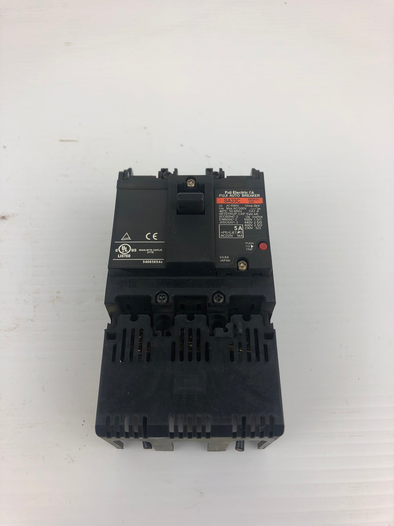 Fuji Electric SA33C Auto Circuit Breaker 3 Pole 5A BB3ASC-005