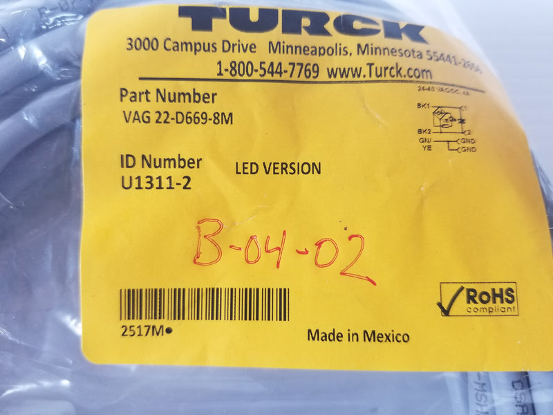 Turck VAG 22-D669-8M Cordset