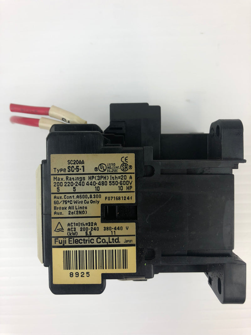 Fuji Electric Contactor SC-5-1 SC20AA 3PH 5-10HP