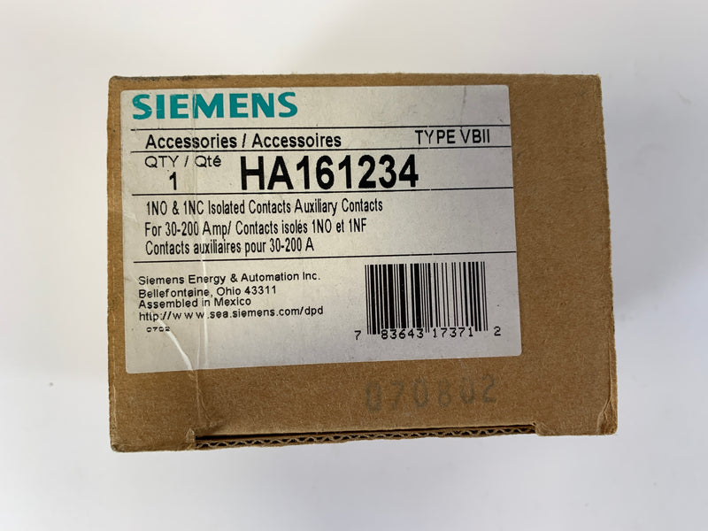 Siemens Auxiliary Contacts HA161234 30-200 Amp