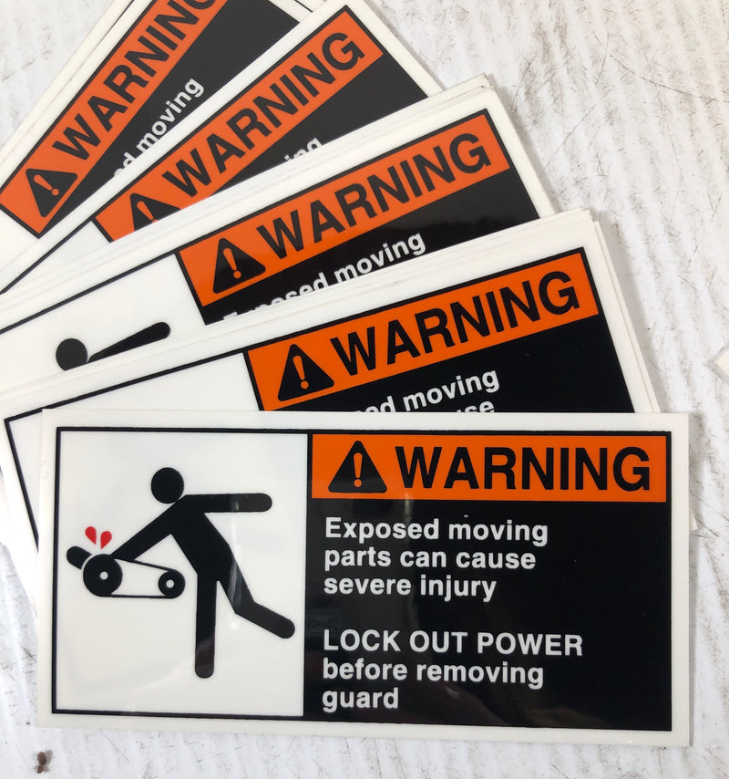 OSHA Safety Sign Stickers 15 Warning Moving Parts and 20 Danger Keep Off 5 x 2.5