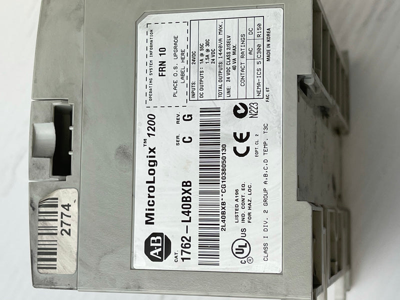 Allen Bradley MicroLogix 1200 1762-L40BXB Series C Rev. D