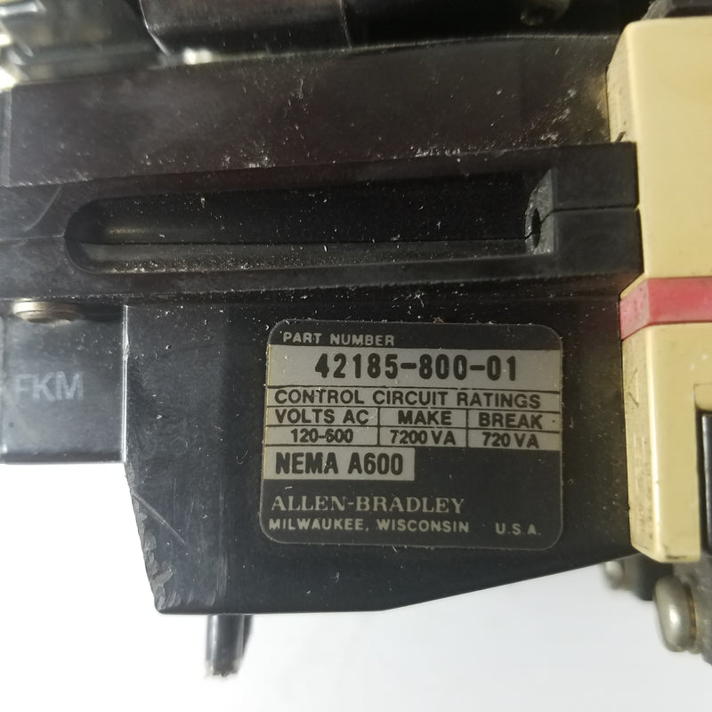 Allen-Bradley 509-AOD Starter with 42185-800-01 Overload Protection Relay