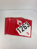 LabelMaster 1263 Combustible 3 Red 11" x 11" Sticker Lot of 22