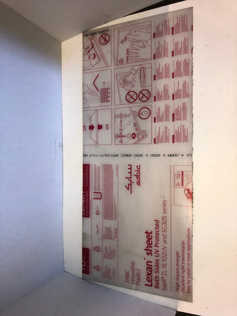 Sabic Innovative Plastics Lexan Polycarbonate Sheet 37-1/2" x 16-1/4" CSKS06