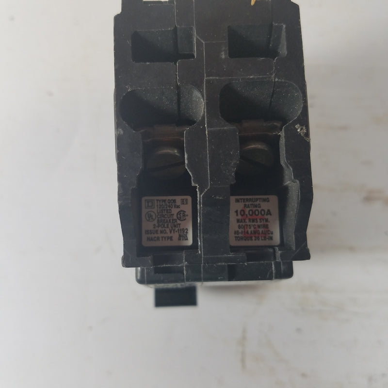 Square D VY-1192 2-Pole 20A HACR QOB Circuit Breaker