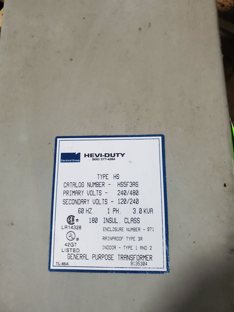 Hevi-Duty HS5F3AS Transformer 1-Phase 240/480V