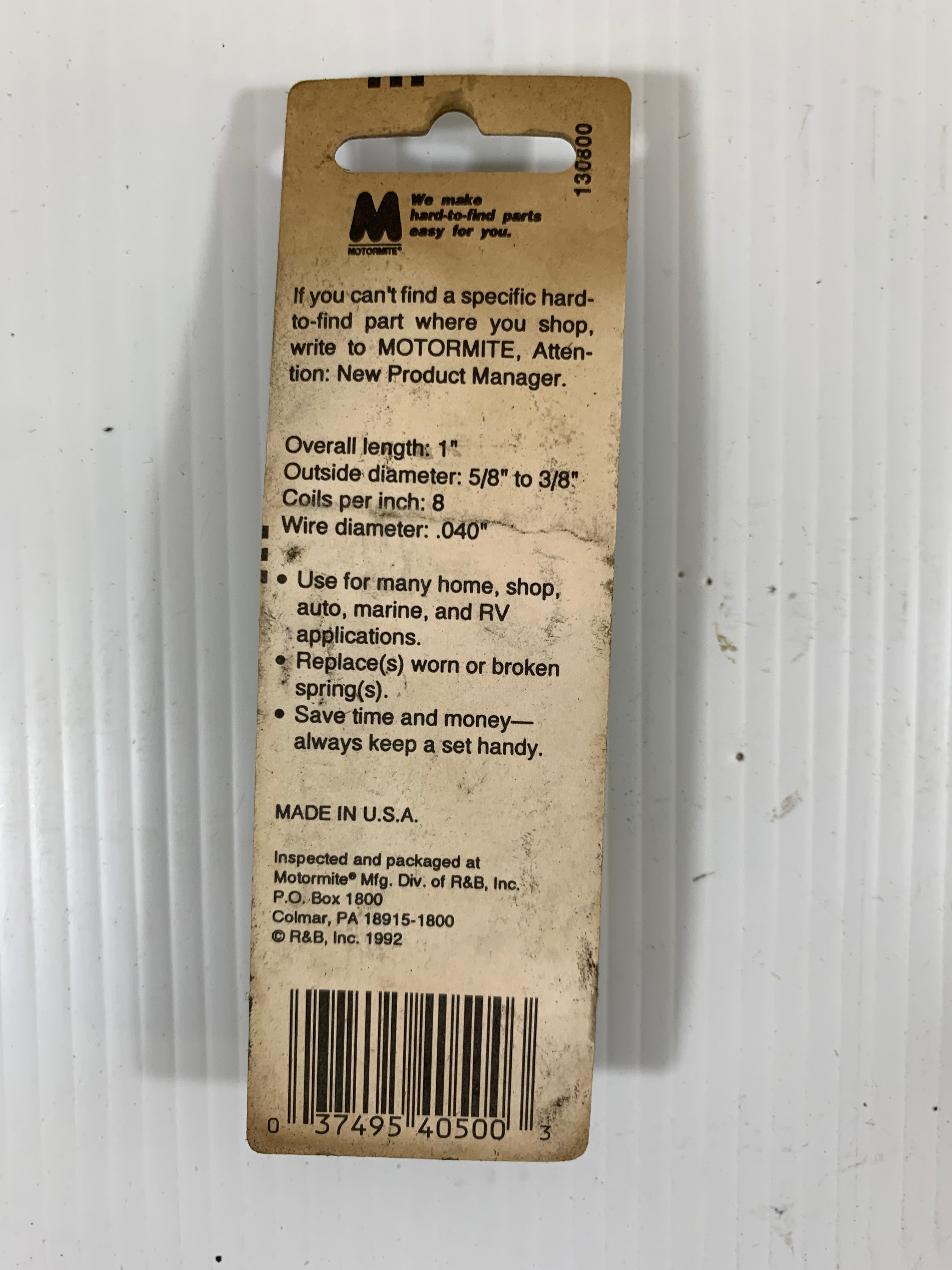 Lot of 3 Motormite Spring Tite Spring 1" 40500