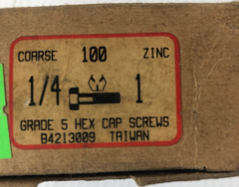 Grade 5 Hex Cap Screws Coarse Zinc 1/4 100 B4213009