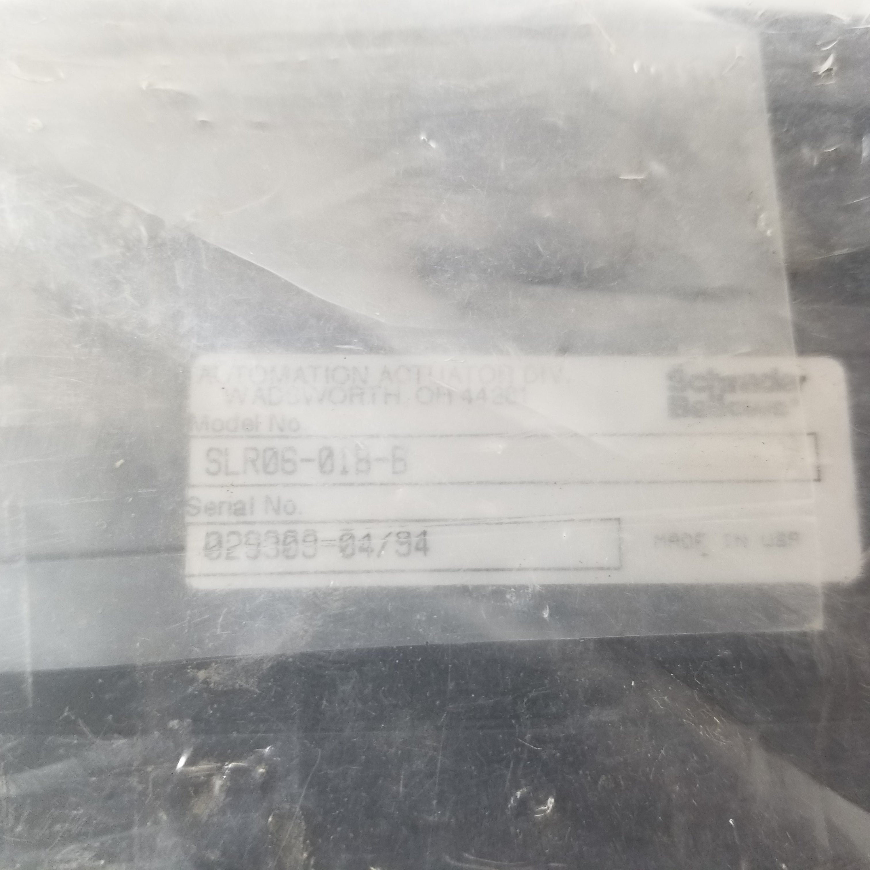 Schrader Bellows SLR06-01B-B Pneumatic Pusher Actuator