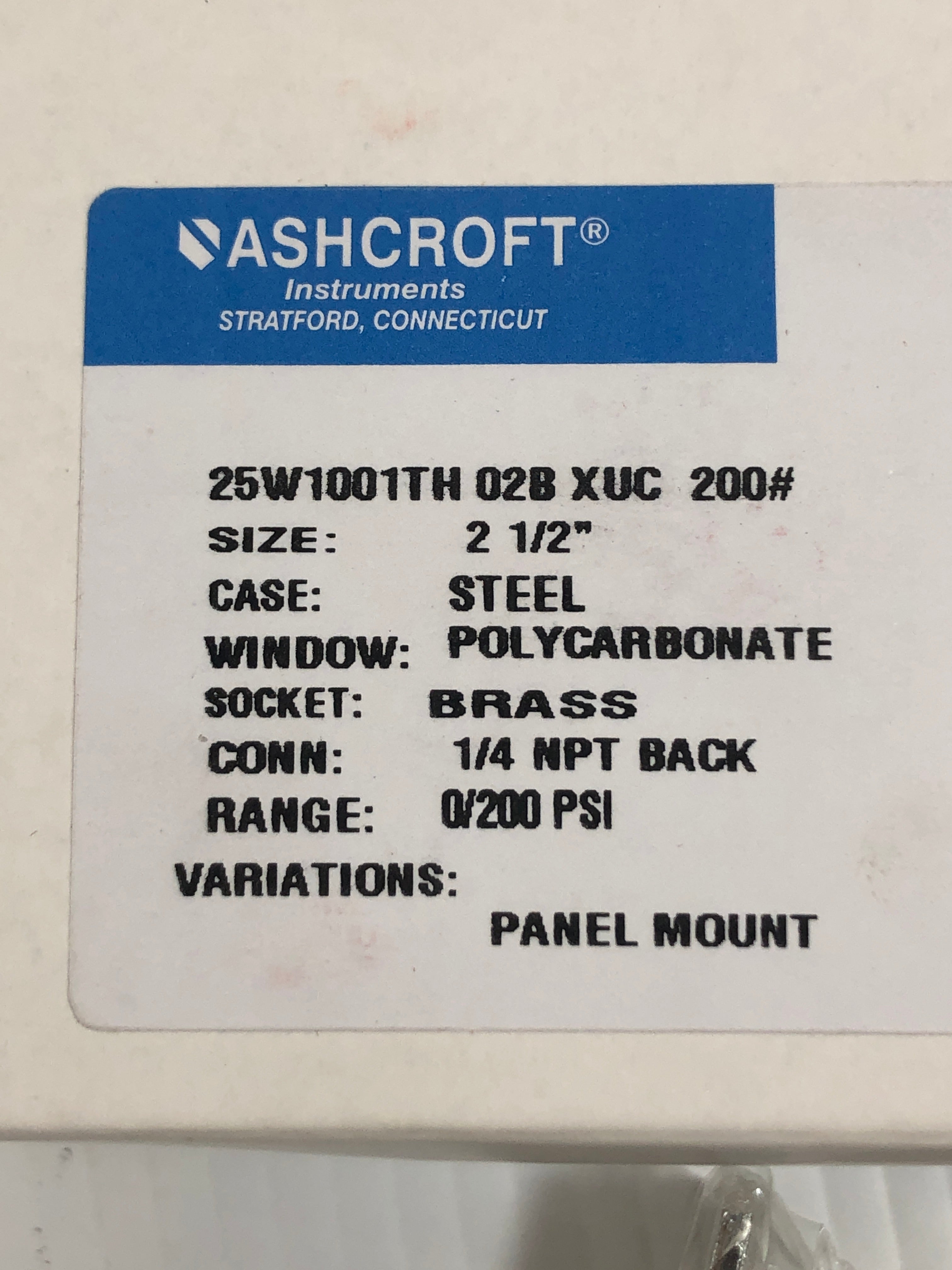 Ashcroft Gauge 25W1001TH 02B XUC 2-1/2" Steel