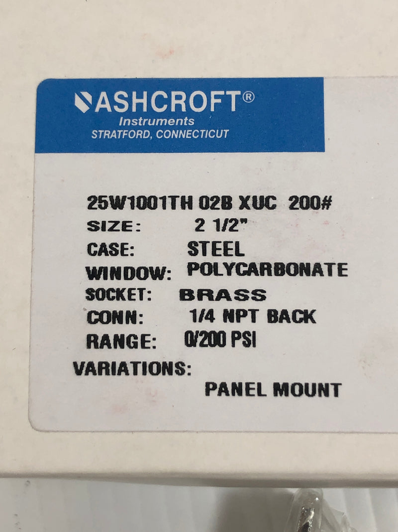 Ashcroft Gauge 25W1001TH 02B XUC 2-1/2" Steel