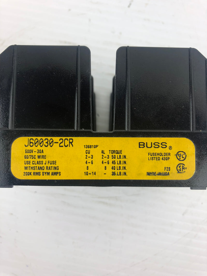 Buss J60030-2CR 2 Pole Fuse Holder 600V-30A Class J Fuses
