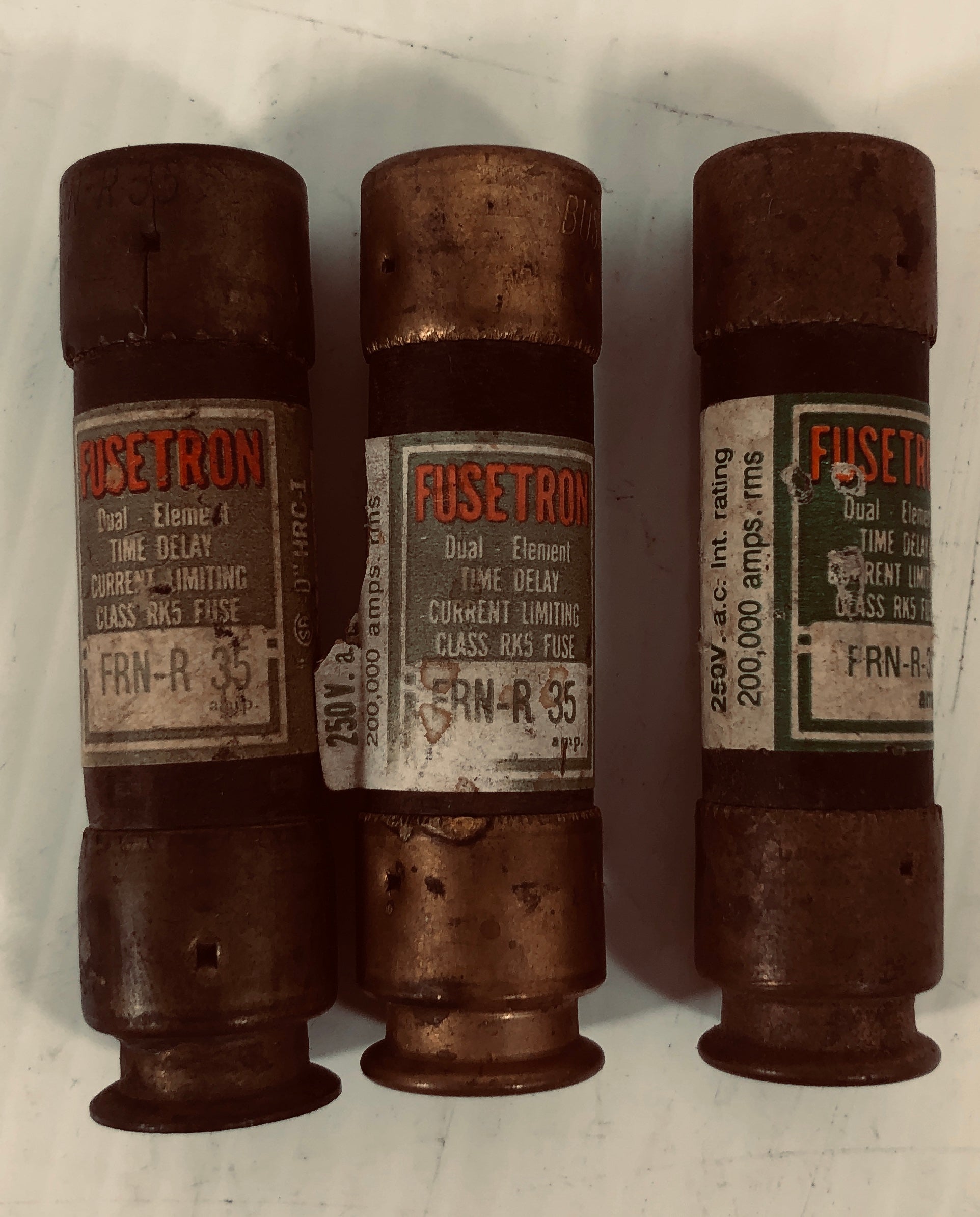 Fusetron FRN-R-35 Time Delay Fuse - Lot of 3