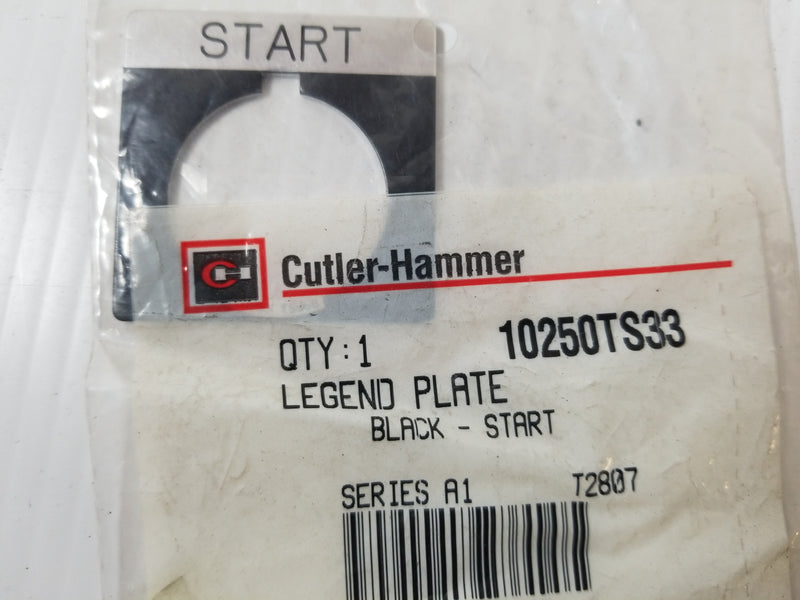 Cutler-Hammer 10250TS33 Legend Plate Black Start