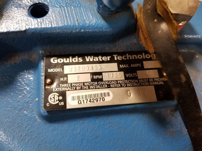 Goulds WS2034D3 Submersible Sewage Pump 2HP 1725RPM