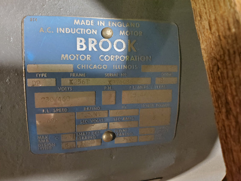 Brook X374086 Motor DP 3 Phase 5 HP 60 Hz K256T Frame 230/460 Volts