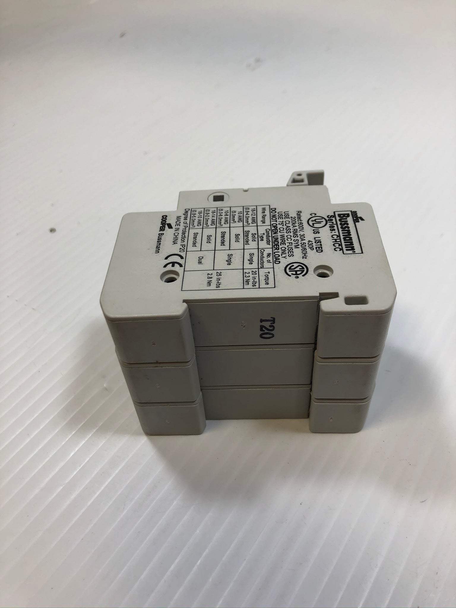 Cooper Bussmann Class CC CHCC Modular Fuse Holder 3P 30A 600V