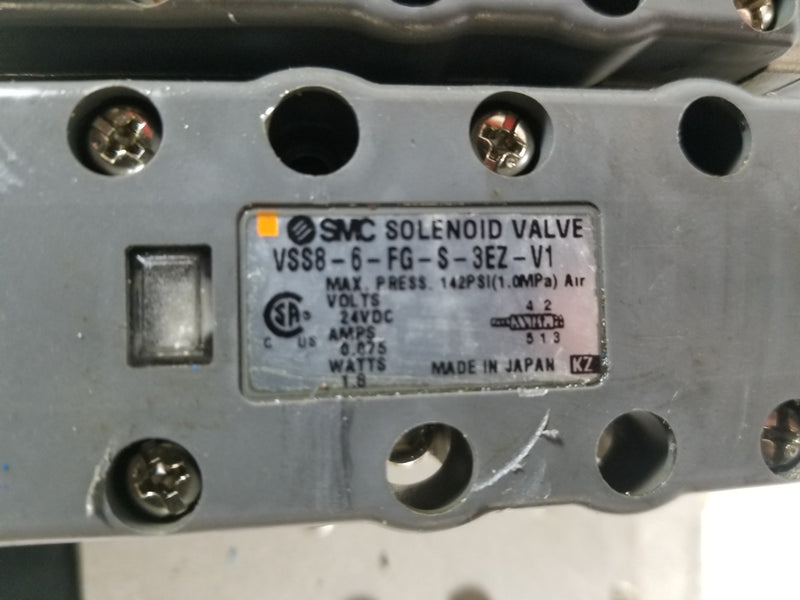 SMC VSS8 Valve Manifold 6-Slot VSS8-6-FG-S-3EZ-V1 VSS8-6-FJG-D-3EZ-V1