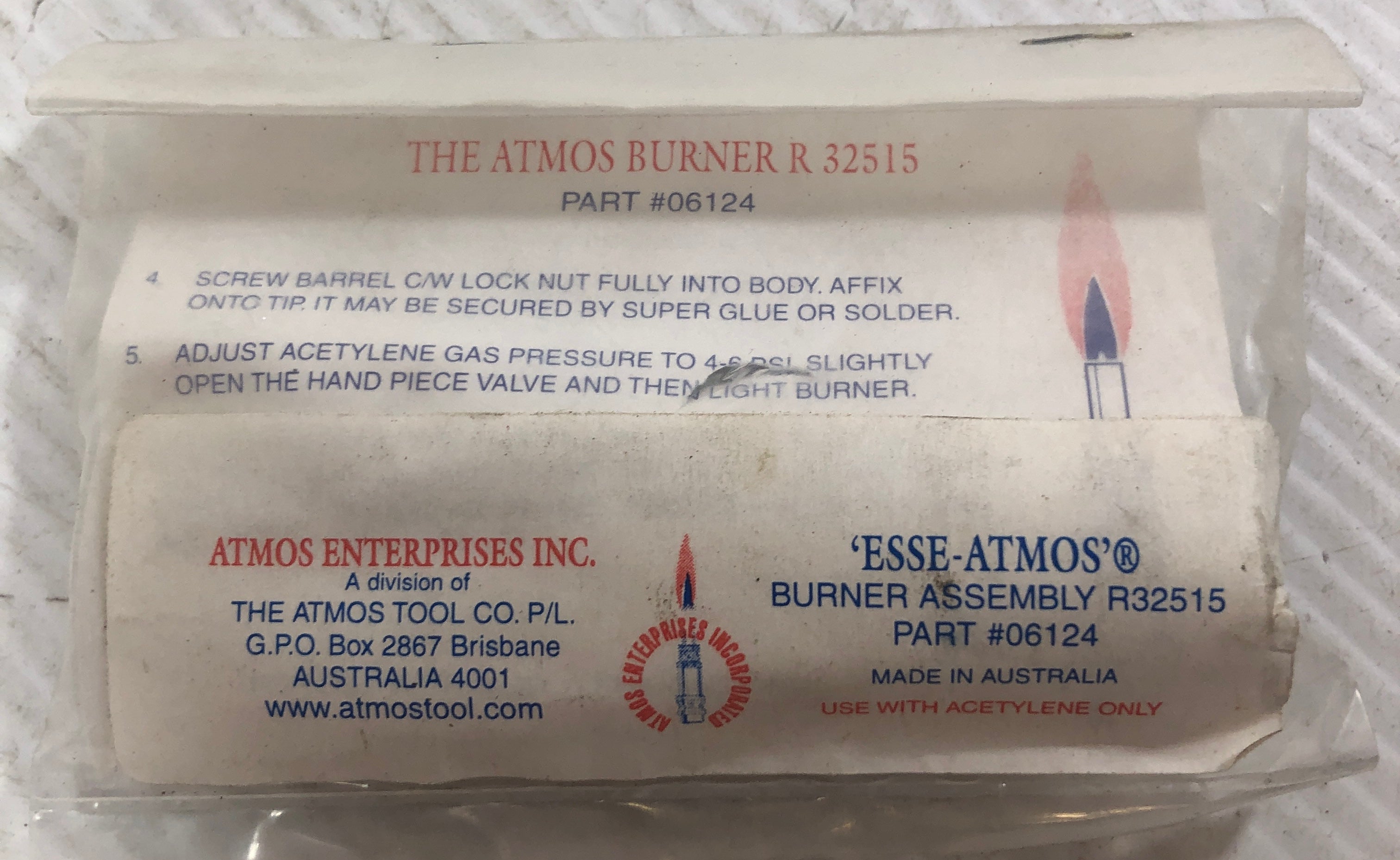 Atmos Tool Company Esse-Atmos Burner R 32515 Part # 06124