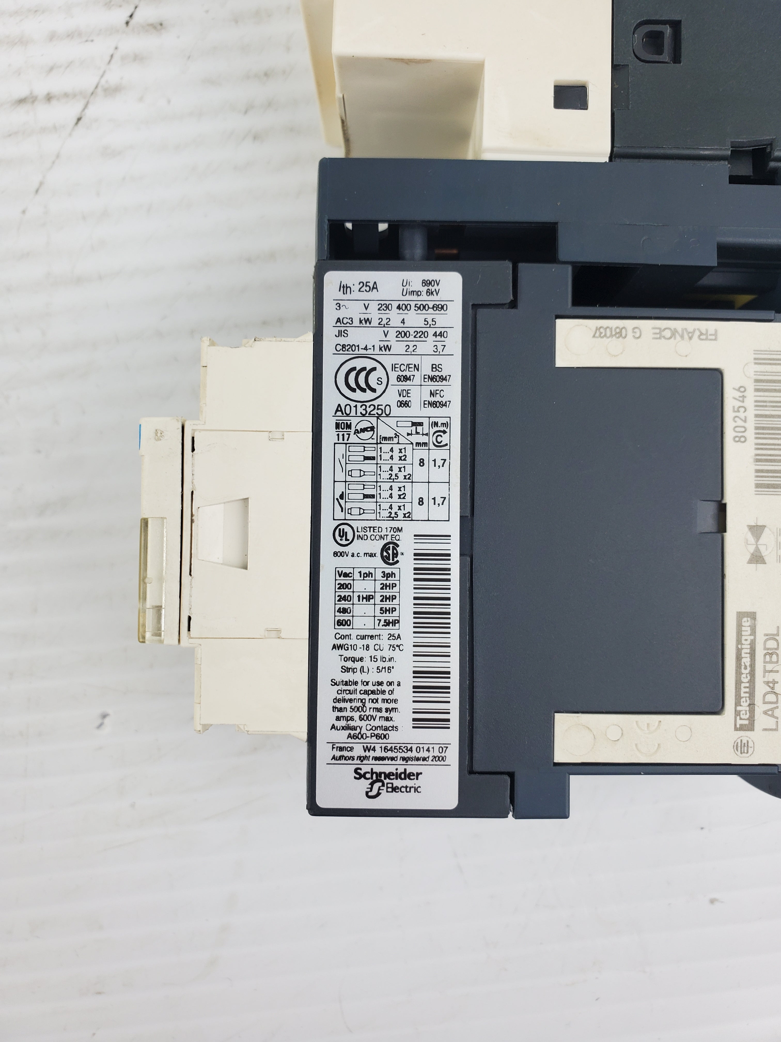 Telemecanique GV2-P03/0.25-0.4A Motor Circuit Breaker with LC1D09 Contactor