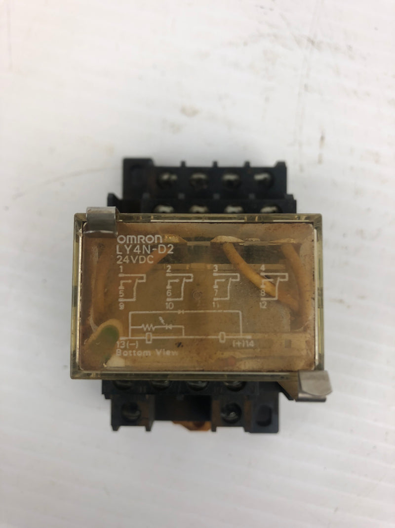 Omron LY4N-D2 Relay With Base 24VDC 10A 110VAC