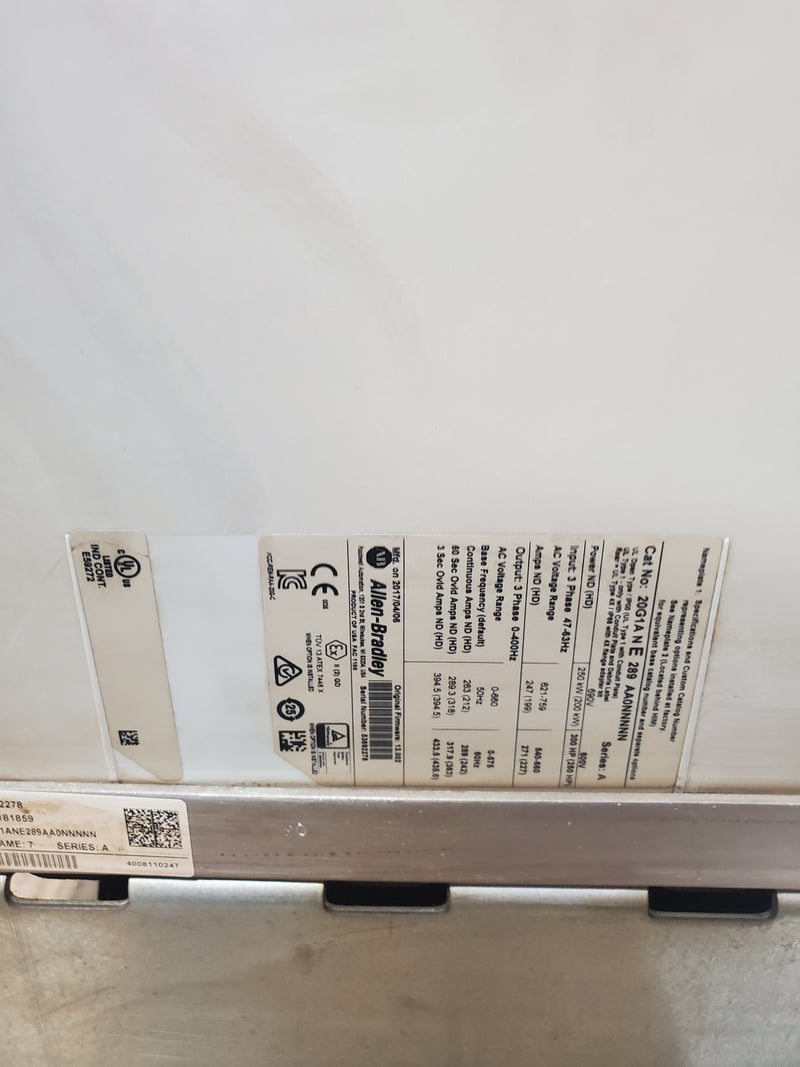 Allen Bradley PowerFlex 755 Drive 20G1ANE289AA0NNNNN Series A