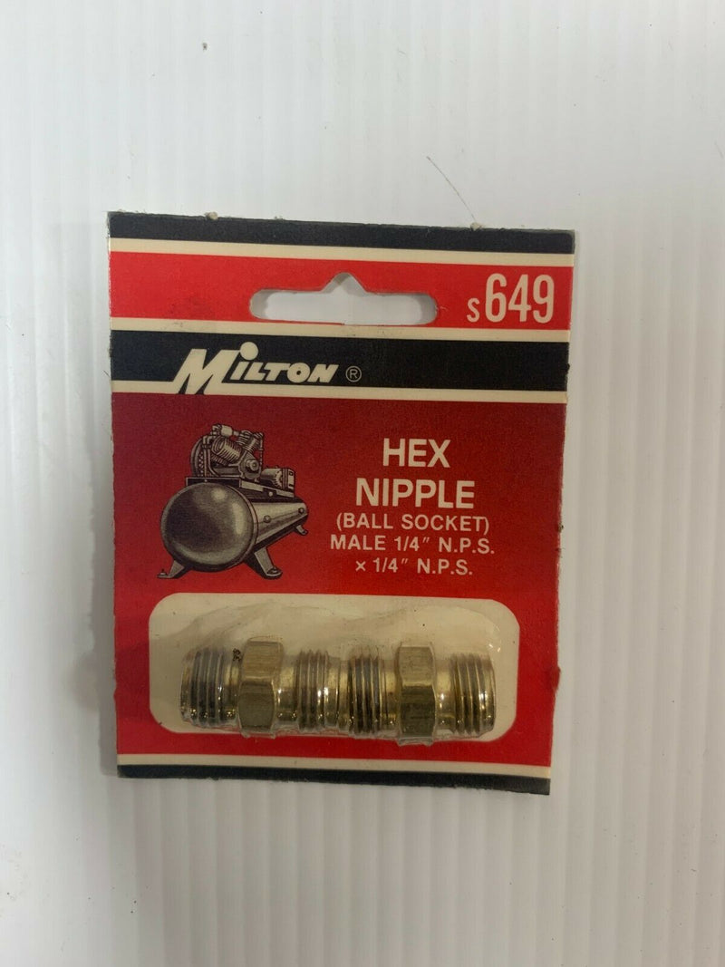 Lot of 4 Milton Hex Nipple s649 Male 1/4" NPS