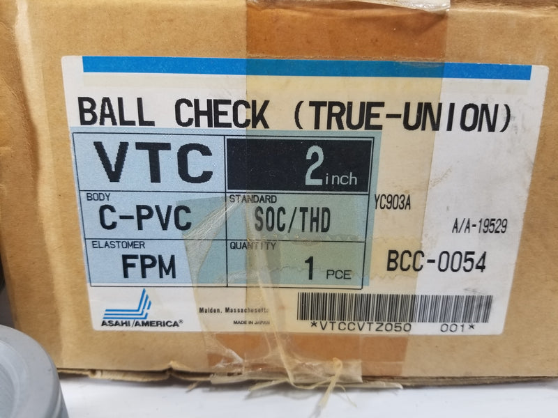 Asahi VTCCVTZ050 VTC True-Union Ball Style Check Valve