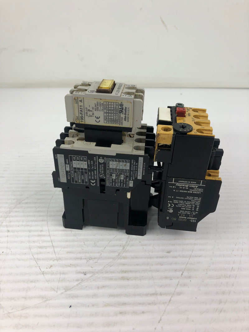 Allen-Bradley 100-A12ND3 Contactor with 193-BSB80 and 195-FA11