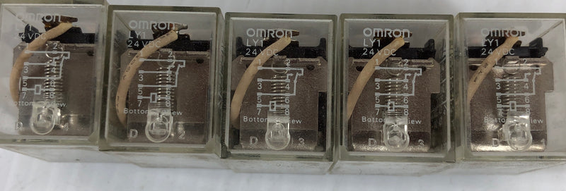 Omron Plug In Relay LY1 24 VDC IEC255 15A 110 VAC (Lot of 5)
