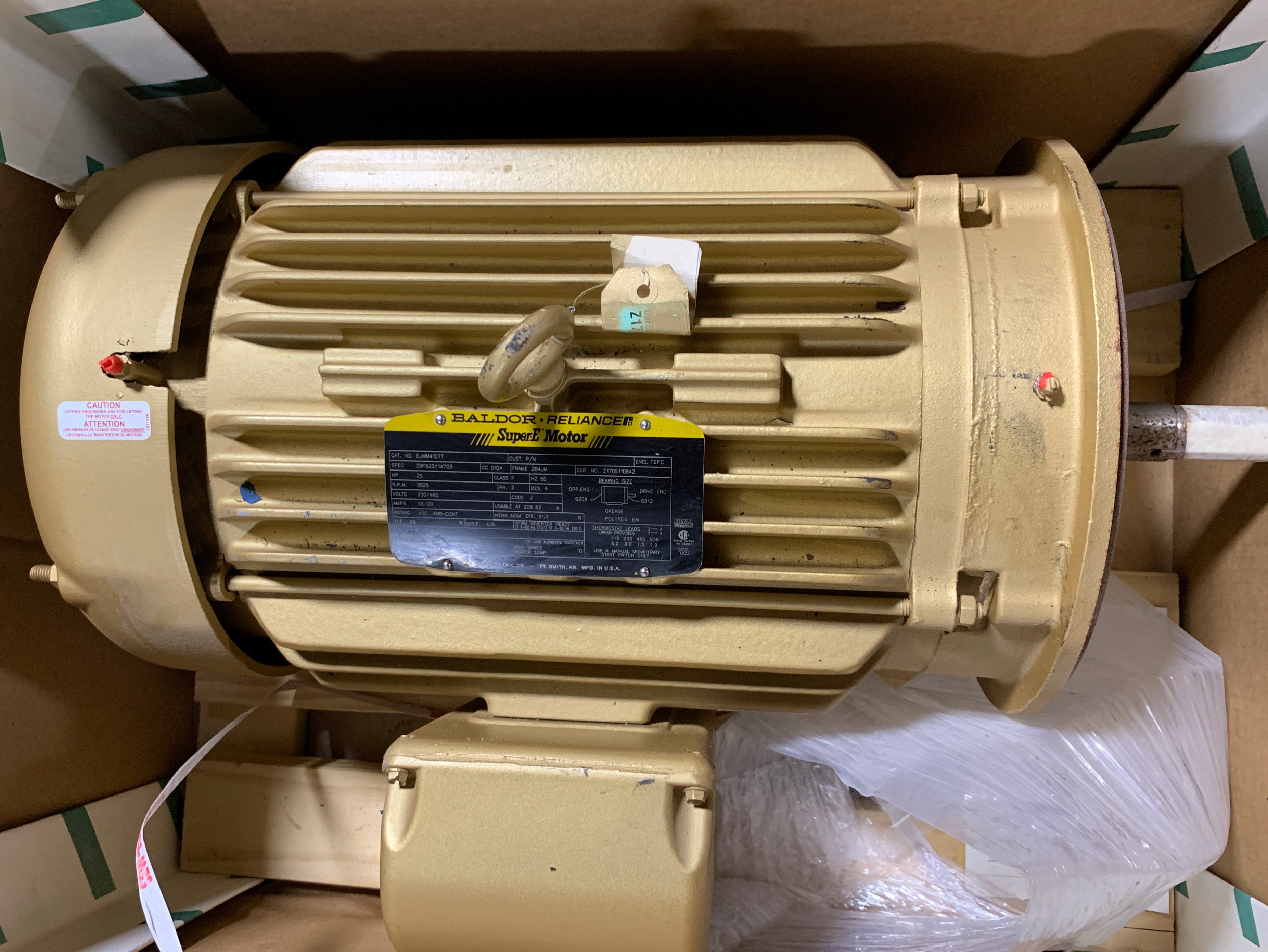 Baldor Reliance EJMM4107T Motor 25 HP 3PH 3525 RPM