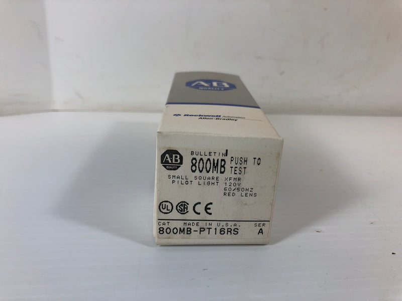 Allen-Bradley 800MB-PT16RS Push to Test Square Pilot Light Series A 120V