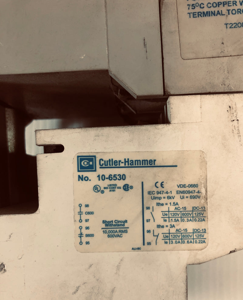 Cutler-Hammer Contact Kit Overload Relay AE16LNO 10-6530