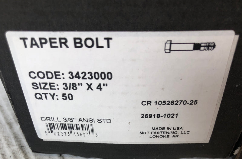 MKT Taper Bolt Code 3423000 3/8" x 4" CR 10526270-25 26918-1021 (Lot of 70)