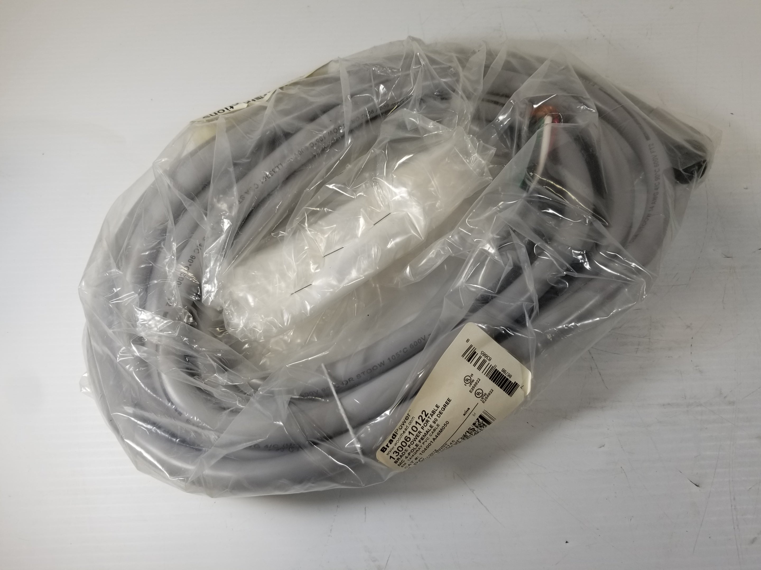 Woodhead Brad Power 1300610122 MC 4-Pole Female 90 Degree Cordset 104001A46M050