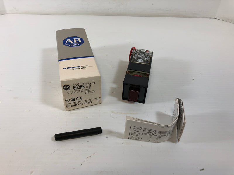 Allen-Bradley 800MB-PT16RS Push to Test Square Pilot Light Series A 120V