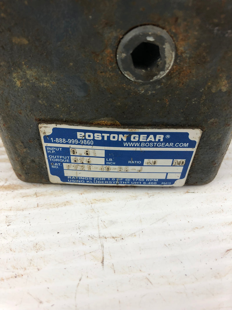 Boston Gear F721-40-B5-J Gear Box Reducer Ratio 40