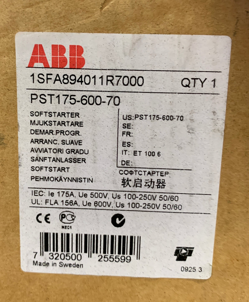 ABB Softstarter 1SFA894011R7000 PST175-600-70