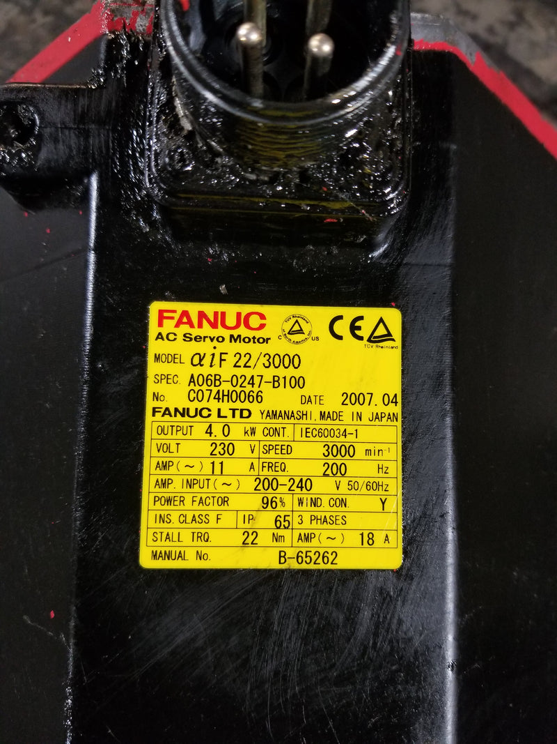 Fanuc A06B-0247-B100 5.4HP AC Servo Motor AIF 22/3000 – Metal Logics, Inc.